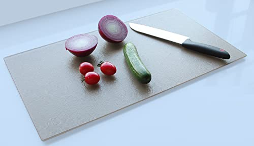 BELOFAY 52x30cm Pack of 2 Grey Tempered Glass Chopping Board | 5mm Toughened Glass Cutting Board | Worktop Saver, Non-Slip, Long Lasting, Round Corner, Smooth Edges, Scratch Resistant