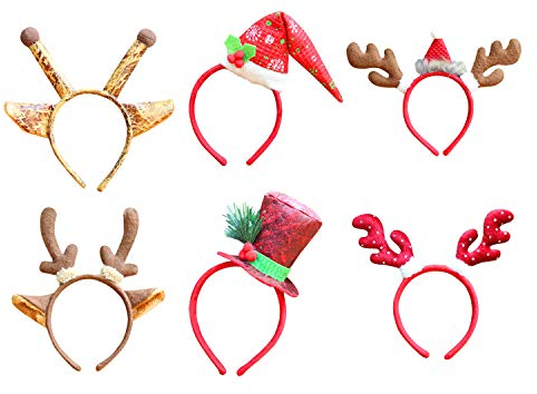 Frestepvie Weihnachten Accessoires Party Elch Haarreife Christmas Hut Kopf Warp Giraffe Haarschmuck X-Mas Haarband
