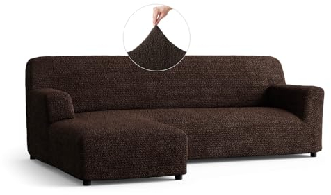 PAULATO - Bezug für Sofas mit linker Halbinsel, Sofabezug Ecksofa L Form Stretch Mikrofaser, kratzfestes und maschinenwaschbares Gewebe, WavyTech-Technologie, Made in Italy - Braun