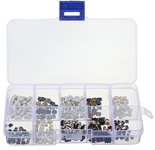 Lodokdre 250 piezas 10 tipos de interruptor táctil para coche, interruptor remoto + caja