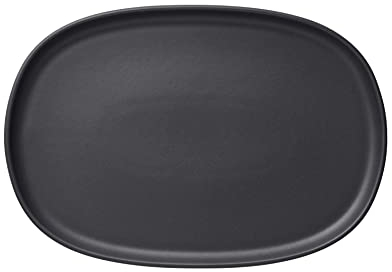 ROCKZZERO 4 Servierplatten im Set - Steingut, spülmaschinenfest und temperaturbeständig - Servierteller aus umweltfreundlichen Rohstoffen - Schwarz - 33 x 23 x 3 cm