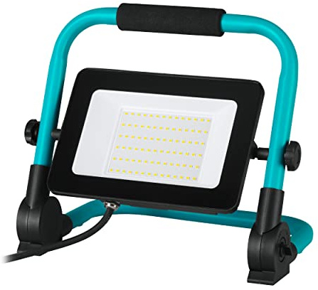 EGLO LED Baustrahler, tragbare Arbeitsleuchte aus Aluminium und Kunststoff | Arbeitsscheinwerfer in türkis und schwarz, Werkstattlampe schwenkbar, IP65, neutralweiß, 4500lm