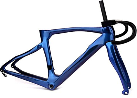 WAMBAS 700C Rennrad Rahmenset Carbon Scheibenbremse Rahmen 44/46.5/50/51.5/53/54/55/56/cm Steckachse 100/142mm Interner Führungsrahmen + Lenker (Size : 54cm)