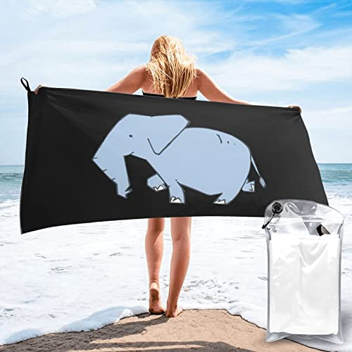 IUBBKI 140 x 70 cm Strandtuch, Elefant auf einem Spaziergang, Badetuch, Strandtuch, Mehrzweck-Verwendung für Sport, Reisen, super saugfähig, Mikrofaser, weich, schnell trocknend, leicht