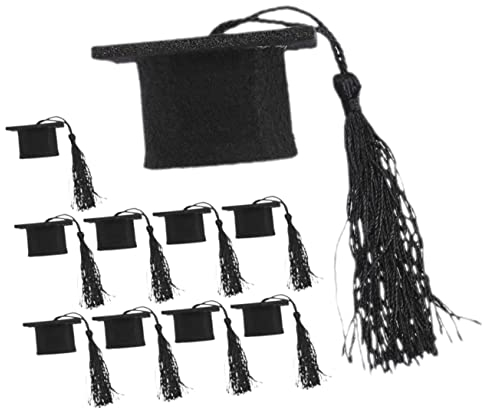 Abaodam 10pcs Mini Doctor Hat Cake Mini Trencher Caps Graduation Hat Ornament Bachelor Hat Bottle Topper Grad Wine Bottle Topper Graduation Cap Cupcake Miniature Non-woven Fabric