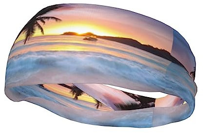 Sunrise Tropical Island Sport Stirnbänder Feuchtigkeitstransport Schweißband Herren Stirnband Sport Schweißband Frottee für Laufen Radfahren
