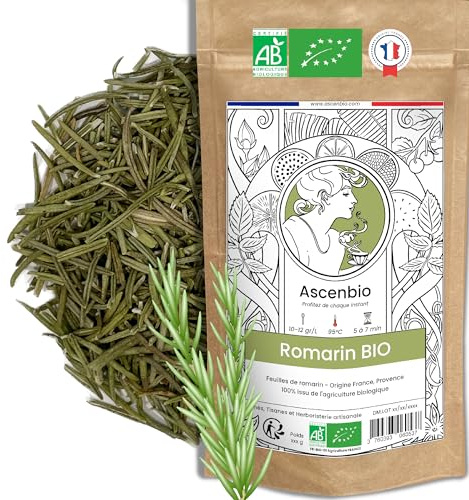 Ascenbio ✿ Romarin séché de Provence BIO ✿ FRANCE 100% PUR ✿ 180g vrac ✿ Epice et aromate ✿ Préparé et conditionné en France ✿ Emballage biodégradable
