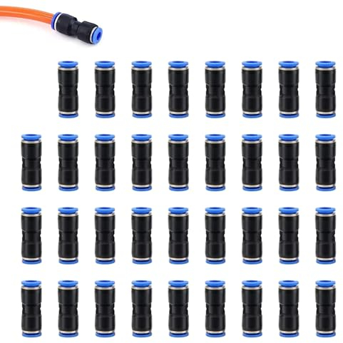 35 Stück Gerade Pneumatik Steckverbinder, 6mm Pneumatikverbinder, Pneumatische Fittings Push In Schnellkupplung, für Luft, Wasser