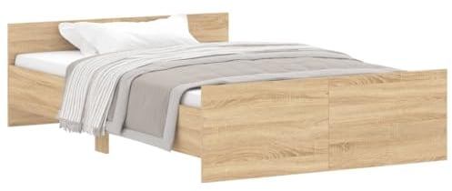 vidaXL Bettgestell, Bettrahmen mit Lattenrost, Bett Gästebett mit Kopfteil Fußteil, Doppelbett Schlafzimmerbett Schlafzimmermöbelt, Sonoma-Eiche 120x200cm