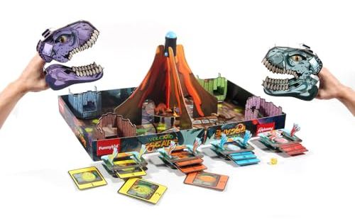 Dinosaurier-Vulkanfluchtspiel, Brettspiel, Gesellschaftsspiel, Familienspiel, erfordert Zusammenbau, für 2-4 Spieler, geeignet für Kinder.