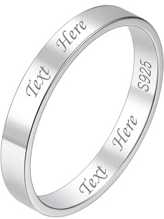 Suplight Ring Silber 925 Damen personalisiert Verlobungsring Ringbreite 3mm Größe 52 Hochzeitsringe Eheringe Partnerring Trauringe Ewigkeitsring mit Gravur