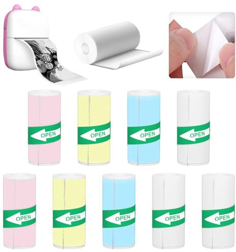 10 Thermopapier Selbstklebender Mini Drucker Sticker Thermopapier Kinderkamera 57 x 25 mm Thermische Druckerrolle Mini Drucker Papier Selbstklebend für mini drucker aufkleber