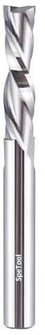 SpeTool Spiralfräser 1/4'' Schaft Downcut 1'' Schnittlänge CNC Fräser Nutfräser VHM Schaftfräser Fräser für Oberfräse Spiralnutfräser Langlochfräser Holz 2 Flöten Holzfräser