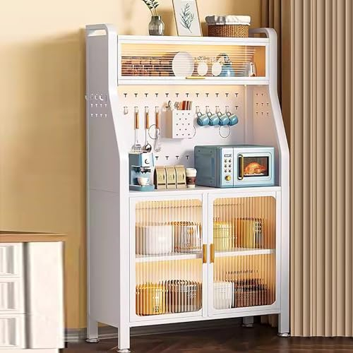 JCSRYD Etagere Placard Cuisine Support de Four à Micro-ondes à 5 Niveaux avec Rangement, Étagère de Cuisine Autoportante pour Épices, Casseroles et Poêles (Size : 86cm/34in)