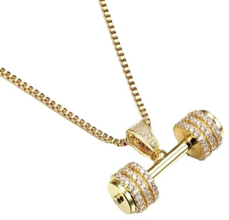 Hmsanase Halskette Ketten Schmuck Herren Frauen Anhänger Necklace Luxuriöse Langhantel-Anhänger-Halskette Für Männer, Lange Halskette, Hantel-Hip-Hop