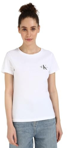 Calvin Klein Damen 2er Pack T-Shirts Kurzarm Monologo Tee Slim Fit
