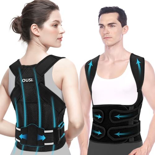 Fascia Posturale Spalle e Schiena Uomo: Lombare Supporto Postura Donna - Busto Correttore Posturale - Schiena Dritta Tutore Raddrizza Spalle - Cintura di Correzione Della Postura Regolabile Nero (L)