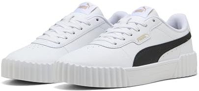 PUMA Damen Carina 3.0 Sneaker, White Black Gold, 38.5 EU
