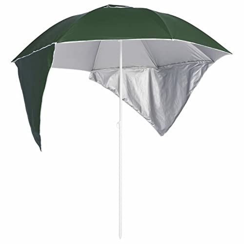 Rantry Sombrilla de Playa con Paredes Laterales Verde 215 cm Toldo de Ventana Toldo Manual de Retráctil para Exterior Toldo de Balcón Ángulo Ajustable Impermeable Tela