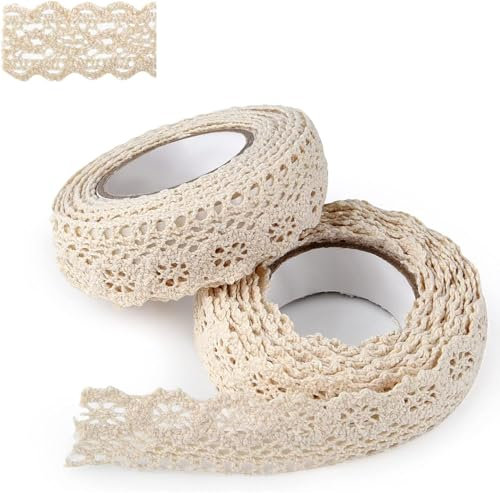 Ruban Dentelle Vintage Ruban Dentelle Beige, Nouveau Stylo à Ruban De Décoration En Dentelle Pour La Décoration De Table De Mariage DIY Artisanat Cadeau Ruban Bordure 1 Rouleaux 5m, 2,5 cm De Large