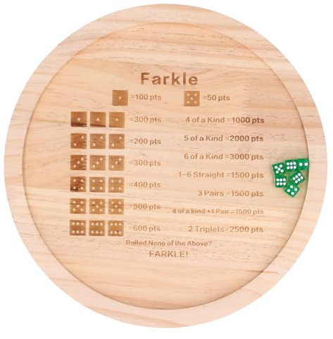 Farkle-Würfeltablett, Klassisches Farkle-Würfelspiel mit Tablett, Würfeltablett aus Holz für das Klassische Familienspiel, Würfelbrettspiel für Familienfeiern, Reisen und Urlaub
