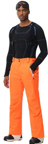ALSOGO Herren Skihose wasserdichte Winddichte Winter Schneehose Outdoor Snowboardhose mit Abnehmbar Träger Orange 2XL