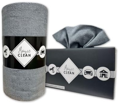 Phoenix Rouleau Microfibre - Box de 75 Chiffons Microfibres Réutilisables - Microfibre Ménage et Microfibre Voiture, Nettoyage sans Trace, 30x30 cm, Épaisses et Absorbantes, Gris