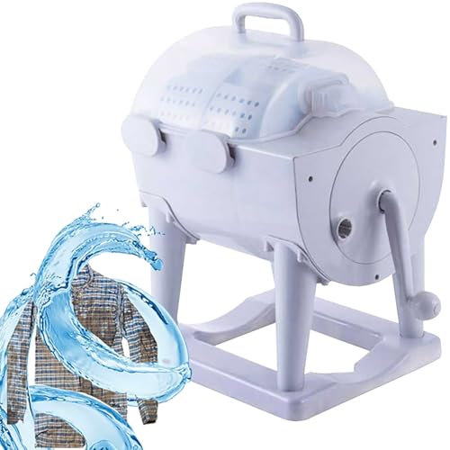WUCIOA Machine à Laver à Tambour à Main, laveuse Turbo portative Manuelle, essoreuse avec poignée, Trous de déshydratation, laveuse à manivelle Efficace for Camping-Car, Appartement, dortoir