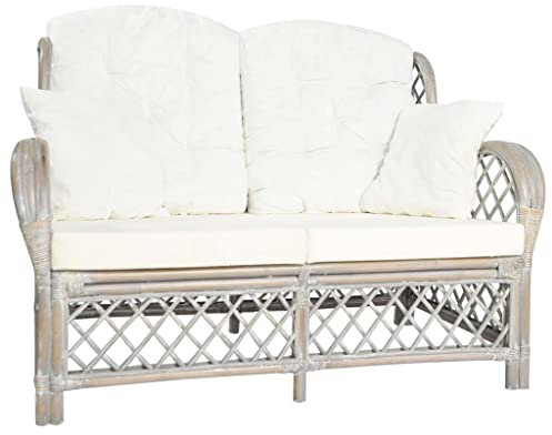 HEFZGDB 2-Sitzer-Sofa Grau Rattan Balkon Sofa Gartenmöbel Lounge Sofa Outdoor Geeignet für Terrasse, Pool und Garten.