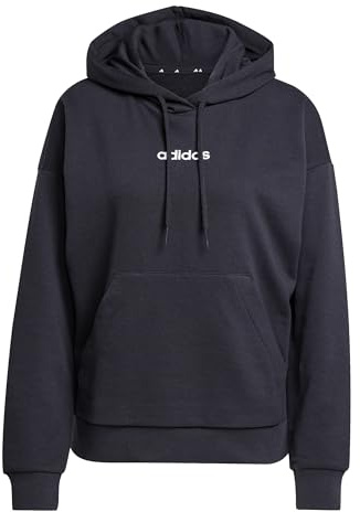 adidas Damen Essentials Linear French Terry Hoodie, Black/White, S