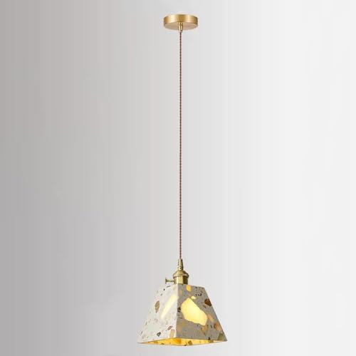 Lámpara colgante de mármol moderna Isla de cocina Iluminación colgante industrial de hormigón Lámpara colgante de techo de piedra natural de mediados de siglo Lámpara pequeña dorada para comedor