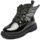 FM2018XSL Stivaletti da Bambina in Vernice con Farfalla, Stivaletti Eleganti per Bambine con Cerniera, Scarpe Casual in Pelle Sintetica(Nero-26)