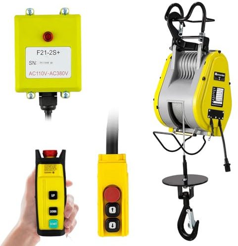 Mxmoonant Elektrische Seilwinde 260KG 30M mit bürstenlosem Motor, 18M/min, drahtlose Fernbedienung& Kabelfernbedienung, leichter&stabiler, doppelter Sicherheits-Bremsmechanismus