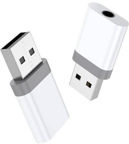2 Pack USB A Male to 3.5mm TRRS Female Headphone Adapter, USB to 3.5mm Audio Jack Adapter, USB to Audio Aux Headphone Adapter Compatible with PS4, PS5,Desktops, Laptop,Docking Station and More Devices