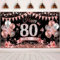 80.Geburtstag Banner Roségold Schwarz Deko 80. Geburtstag Frauen 80 Hintergrund Banner 80 Jahre geburtstagsbanner für 80 Frauen Geburtstag Party Deko