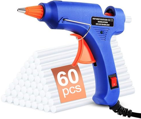 Hot Glue Gun, Tooomplus 20W Mini Heating Glue Gun with 60pcs Glue Sticks 7 mm, Safe Electric Gun for for Crafting, DIY, Arts & Crafts, Sealing, Home Repairs, Cards, and Glass