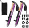 Baton de Marche Pliable, Bâtons de Randonnée Nordique Telescopiques de 33 à 125 cm, avec Poignée Ergonomique Dragonne et 12 Embouts Caoutchouc pour l'escalade Camping et Les Aventures Plein Air Violet