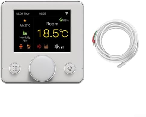 Thermostat WiFi intelligent, contrôleur de chauffage au sol à écran couleur R7C, compatible avec contrôle mobile Tuya, chaudière murale à gaz (électrique, blanc)