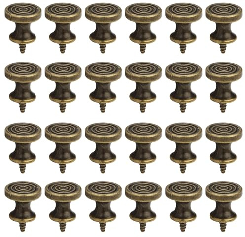 Fatiya 24 mini pomelli per cassetti, 2 x 1,5 cm, in bronzo anticato, autofilettanti, a vite, per armadi, armadi, cassettiere, mobili (bronzo antico)