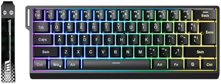 YUEHISY 60% Kabellose Mechanische Tastatur, 61 Tasten, Wiederaufladbare -Gaming-Tastatur mit 16-M-Farb-RGB-Hintergrundbeleuchtung, 25 Anti-Ghosting-Tasten, für PC-Laptop (Black)