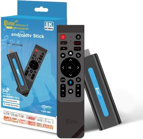 Android TV Stick 4K Ultra HD - 2 Go RAM + 16 Go ROM, WiFi Dual Band 2.4/5 GHz, Bluetooth 5.0, contrôle vocal, facile à USAr