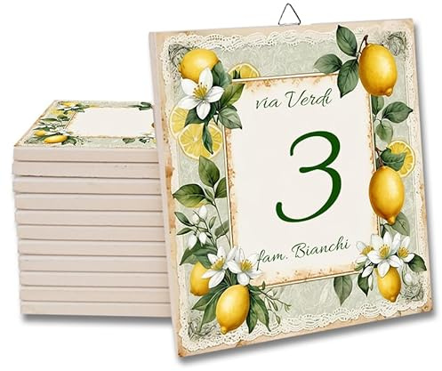 MATTONELLA in ceramica NUMERO CIVICO PERSONALIZZATO piastrella cucina bagno camera stanze della casa Limoni da appendere o siliconare
