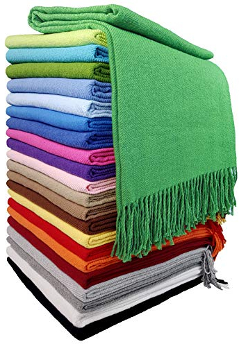 STTS International Baumwolldecke Wohndecke Kuscheldecke Tagesdecke 100% Baumwolle 140 x 170 cm sehr weiches Plaid Rio (Grün)