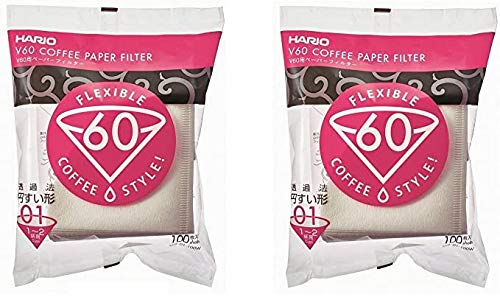 [2pcs Set] Hario V60 Misarashi Coffee Paper Filter (Size 01, 100 Count, White) 200 Total