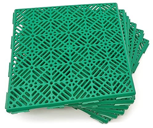 Lot de 12 dalles 30x30x1,5 cm (≈1m² - Vert) autoventilées et anti-humidité pour piscines, salles de bains, remorques, douches, camping, vestiaries. Fabriqué en Espagne