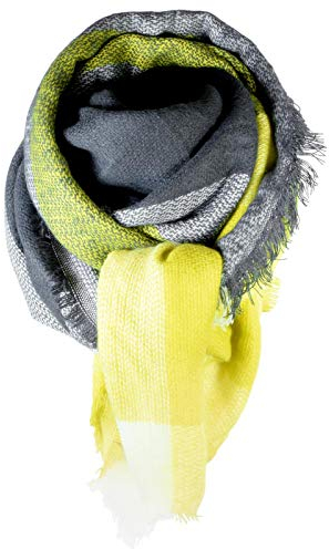 cosey – Bunter XXL-Schal, quadratisch in Verschiedenen Designs (Oversize), Gelb-anthrazit, XXL