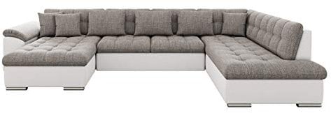 Mirjan24 Eckcouch Ecksofa Niko Bis, Design Sofa Couch mit Schlaffunktion und Bettkasten U-Sofa Farbauswahl Wohnlandschaft vom Hersteller (Ecksofa Links, Soft 017 + Lawa 05)