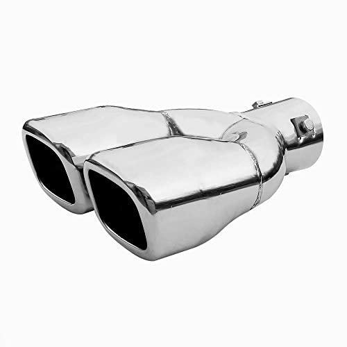 Doppel Auspuffblende Endrohr Auspuff Universell Schalldampfer Doppelendrohr Sport Sportauspuff Endrohrblenden Blende Edelstahl von 38mm bis 50mm
