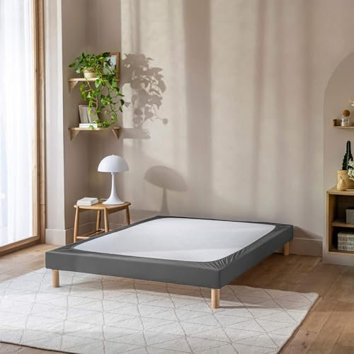 Cache-sommier 140x190 Anthracite – 100% Coton Jersey Extensible – Doux, Résistant, Facile à Installer – Oeko-TEX – pour sommier de 15 à 30 cm