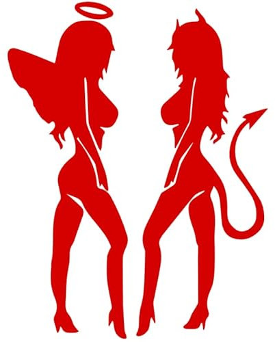 Decus Shop Engel und Teufel Frauen sexy L 0233 (rot) // Sticker OEM JDM Style Aufkleber